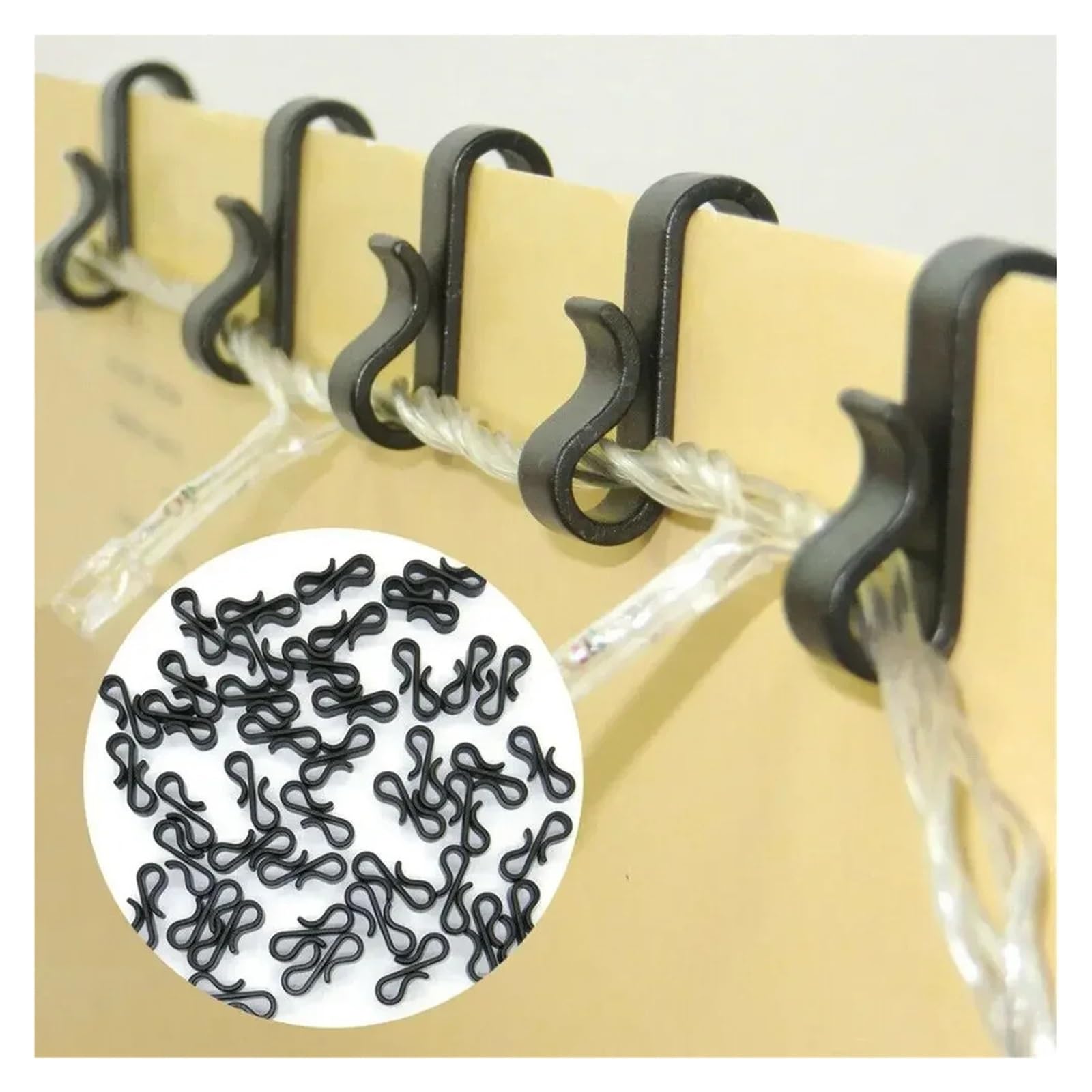 Percha Puerta Ganchos en forma de S for canaletas (paquete 10/20/50 unidades), clips resistentes for decoración con luces hadas for fiestas(50Pcs)