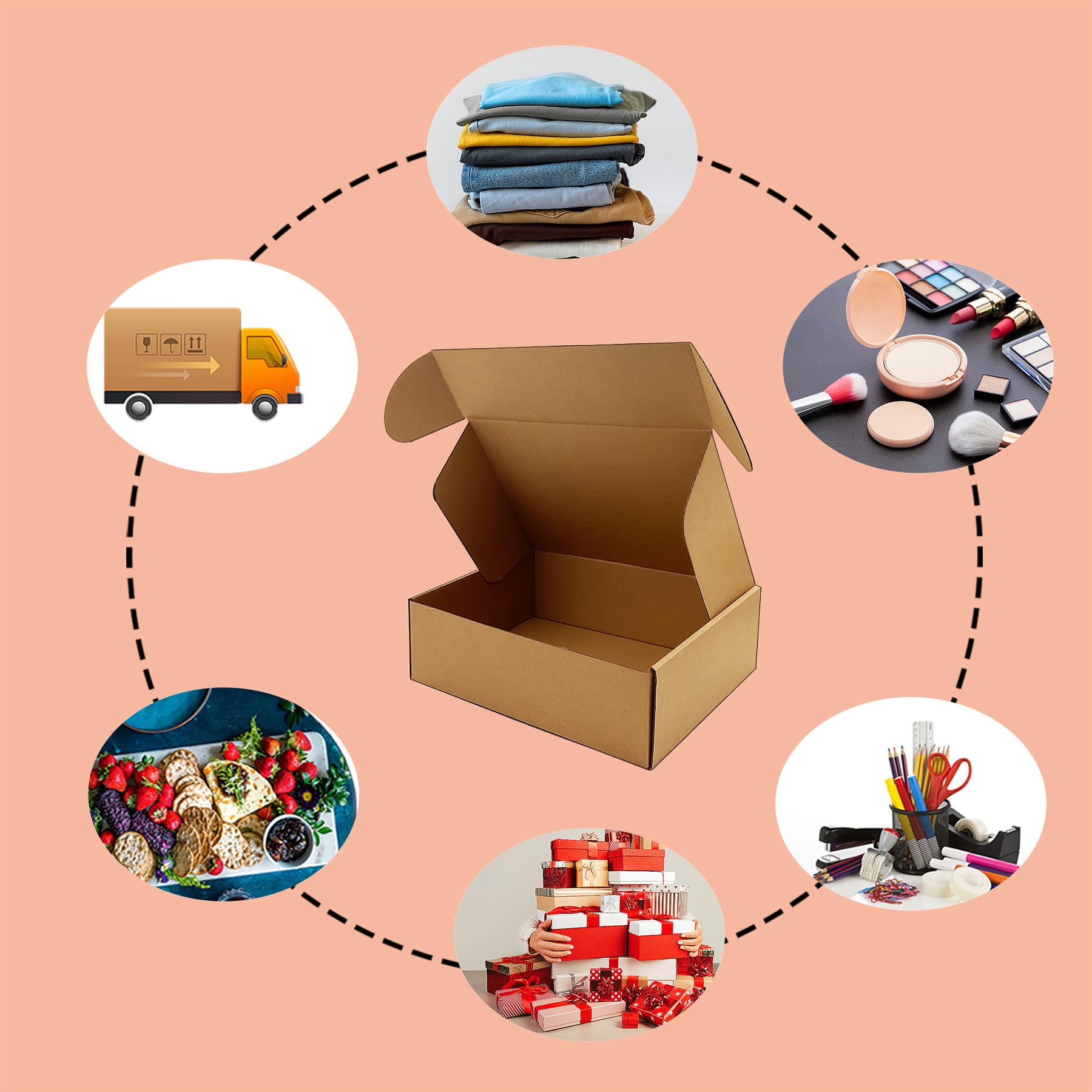 20 braune Wellkartons, 33 x 22,9 x 10,2 cm, für Versand & Verpackung, stabil und recycelbar