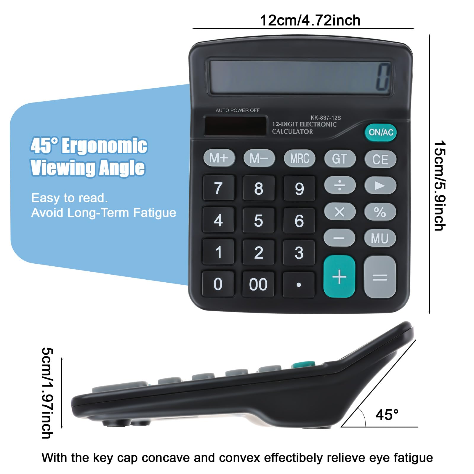 8 calculadoras de escritorio de 12 dígitos, calculadora de energía solar dual de mano, calculadoras básicas de oficina con pantalla LCD grande y botón sensible grande para oficina, escuela, hogar