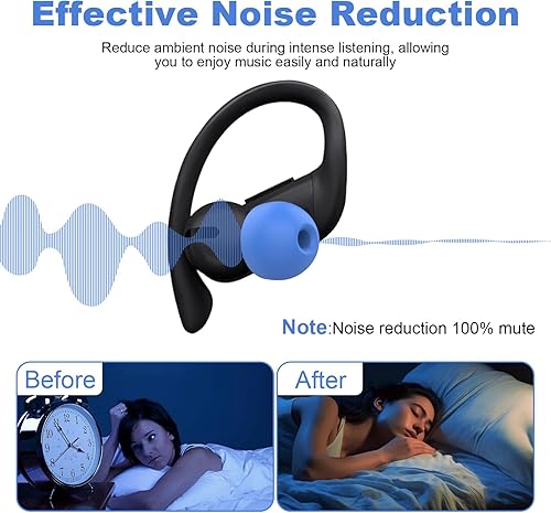 Miniatura 3 de Juego de auriculares de silicona de repuesto compatibles con Beats Powerbeat 2 Powerbeat 3 Auriculares inalámbricos estéreo (4 pares, azul)