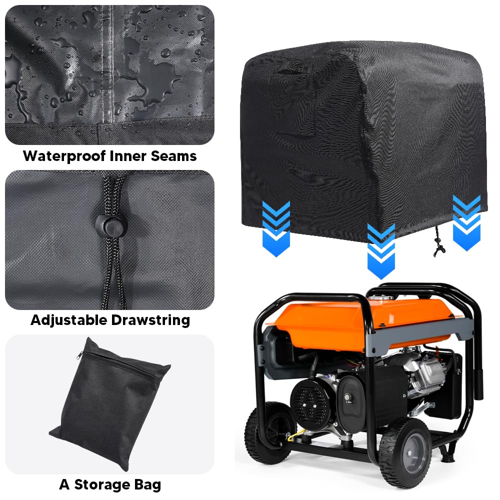 Generator Abdeckung, 600D-Oxford Generatorabdeckung Reißfest Wasserdicht Anti-UV Staubdicht Winterfest, Schutzhülle für meisten Generatoren (66x50x50cm)