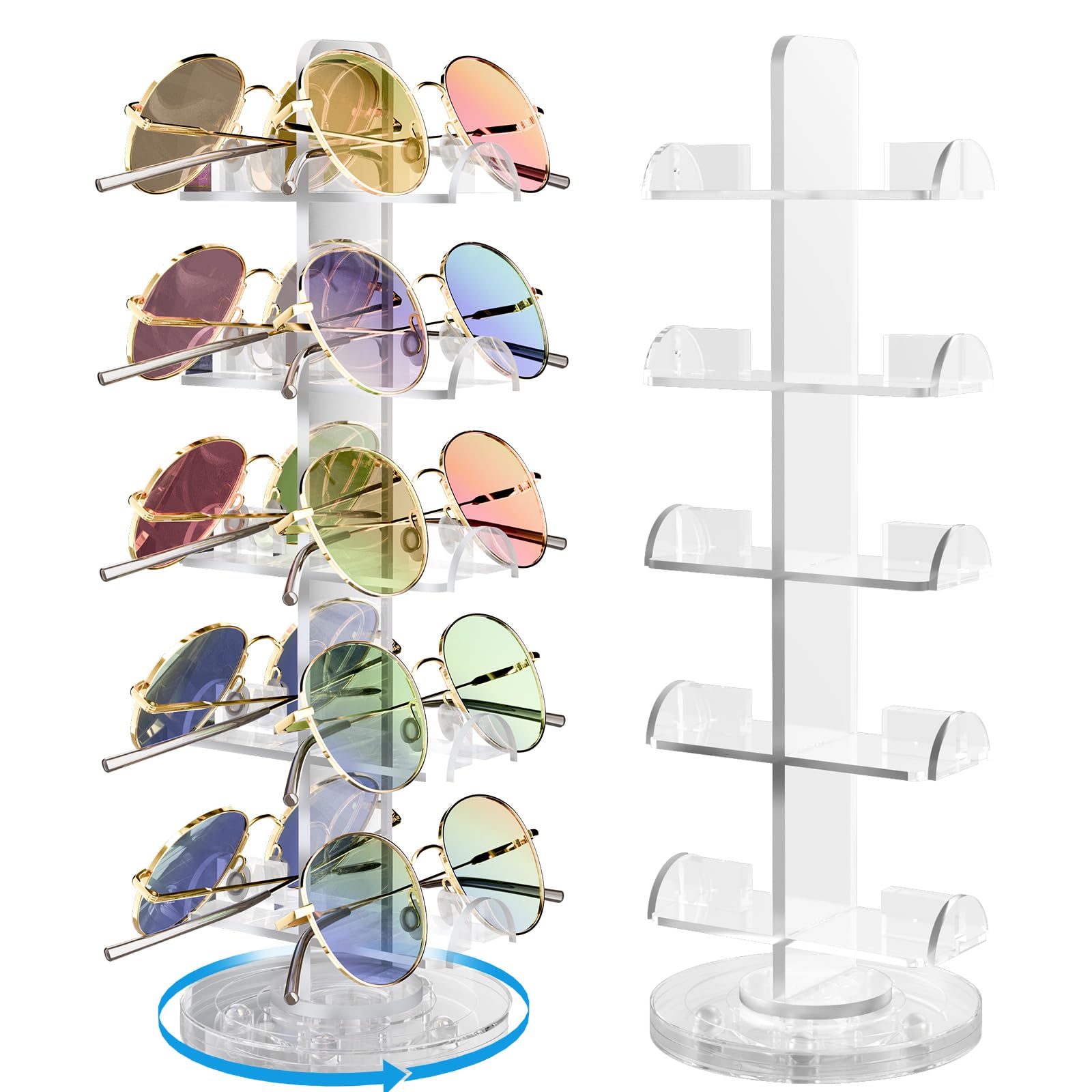 NiHome Présentoir rotatif pour lunettes en acrylique transparent