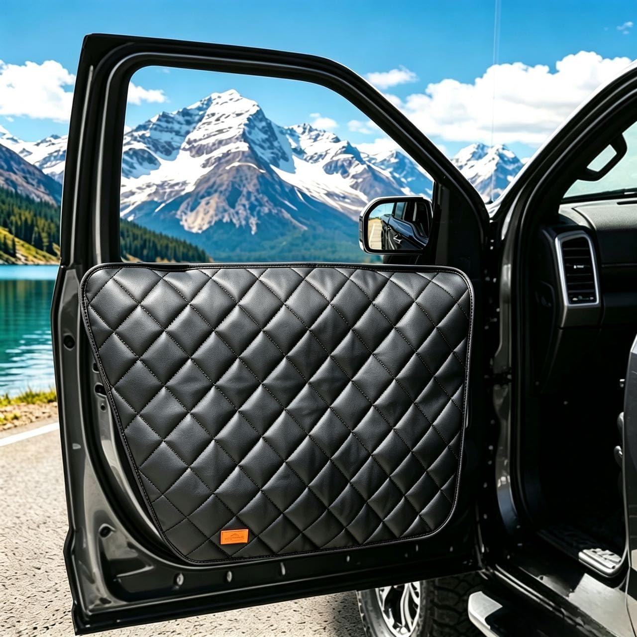 Dog Car Door Protector, 2-Pack, Fits Large Cars,SUVs & Trucks - 22% Larger Leather Car Door Cover,Thickened Door Guard with Secure PP Insert, Scratch-Proof, Waterproof & Window-Roll Compatible
