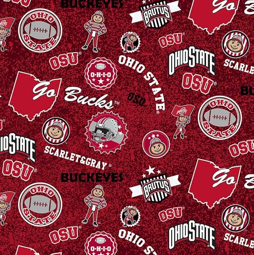 The Ohio State University Buckeyes Fabric – Officially Licensed OSU Cotton Quilting Fabric by Sykel Enterprises, Precut Yardage for Sewing & Crafts Home