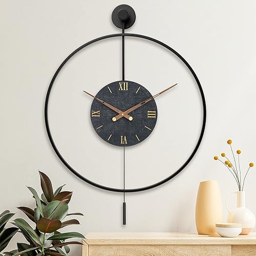 Reloj de pared grande y moderno, reloj de pared para decoración de sala de estar, esfera minimalista de números romanos de metal clásico, reloj de Reloj de pared grande y moderno, reloj de pared para decoración de sala de estar, esfera minimalista de números romanos de metal clásico, reloj de