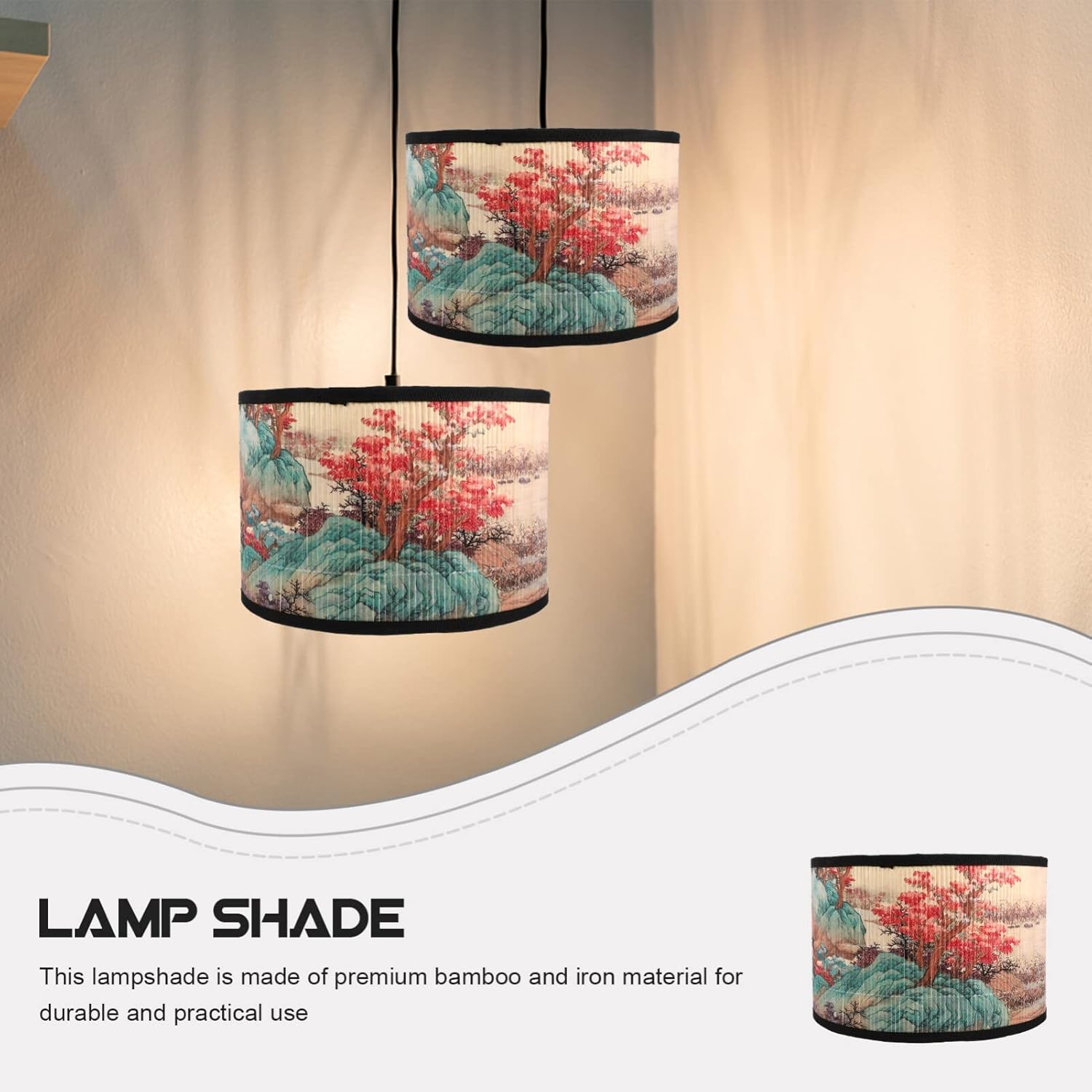 Kichvoe Bamboo Lampshade 11.81 Inch Asian Inspired Pendant Lamp Shade for Home Lighting Decor Ceiling Fixture Replacement