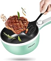 Vista 9 de Dezin Cocina eléctrica mejorada, sartén antiadherente, mini olla eléctrica para fondue de 1.5 litros para queso, salteado, asado, vapor con ajuste