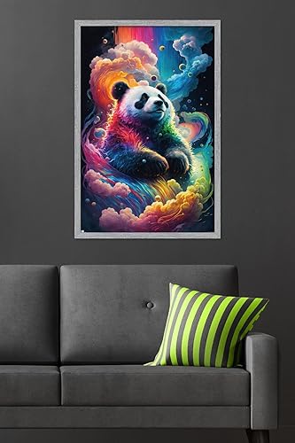 Miniatura 20 de Trends International Wumples - Póster de pared de panda neón cósmico, 22.37 x 34.00 pulgadas, versión premium sin marco