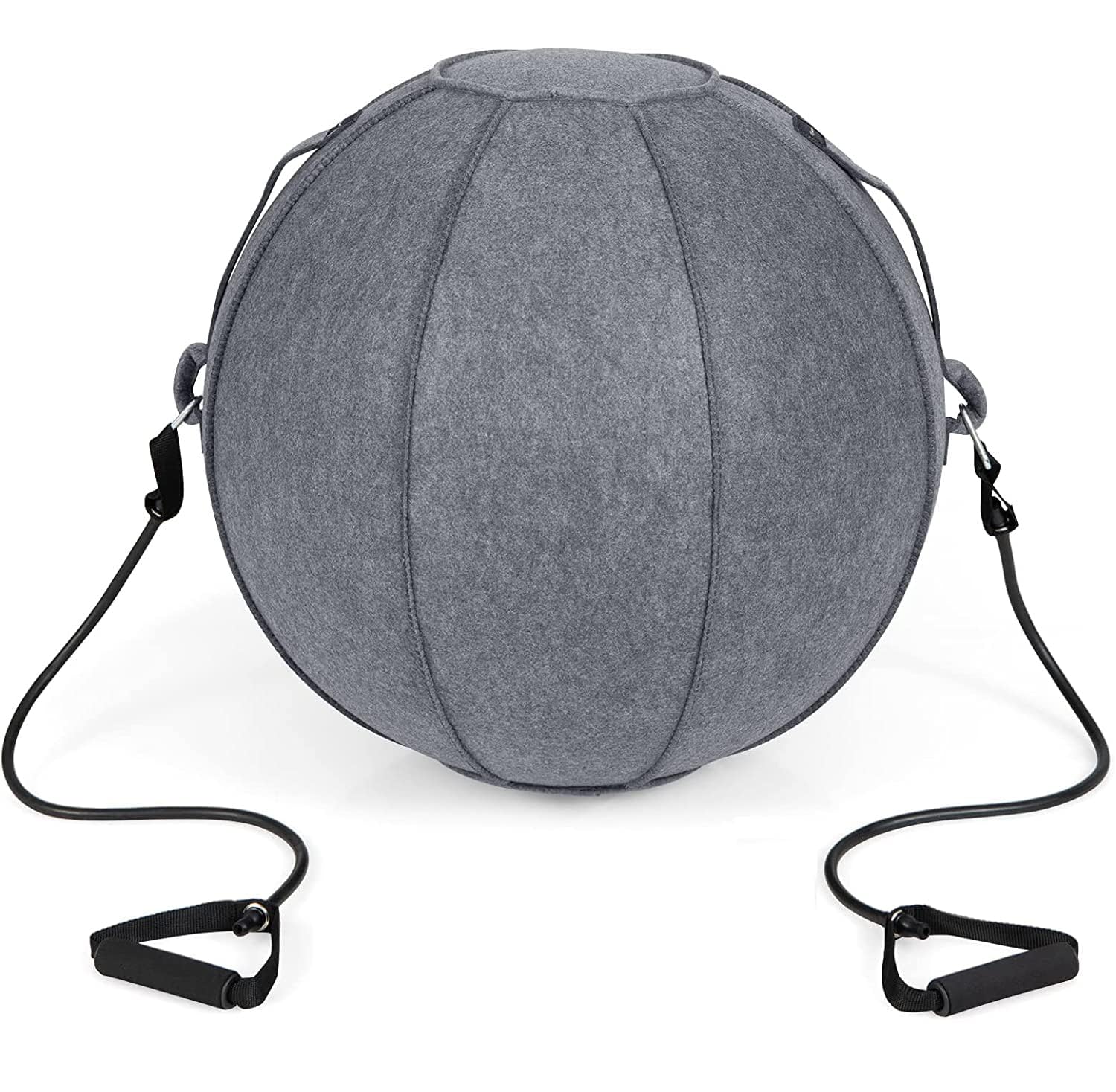 DIXII Core Balance Gymnastikball, 65 cm Großer Übungs-Yogaball Mit Filzbezug, Pumpe Und 2 Widerstandsbändern, Anti-Burst-Ballstuhl Für Fitness