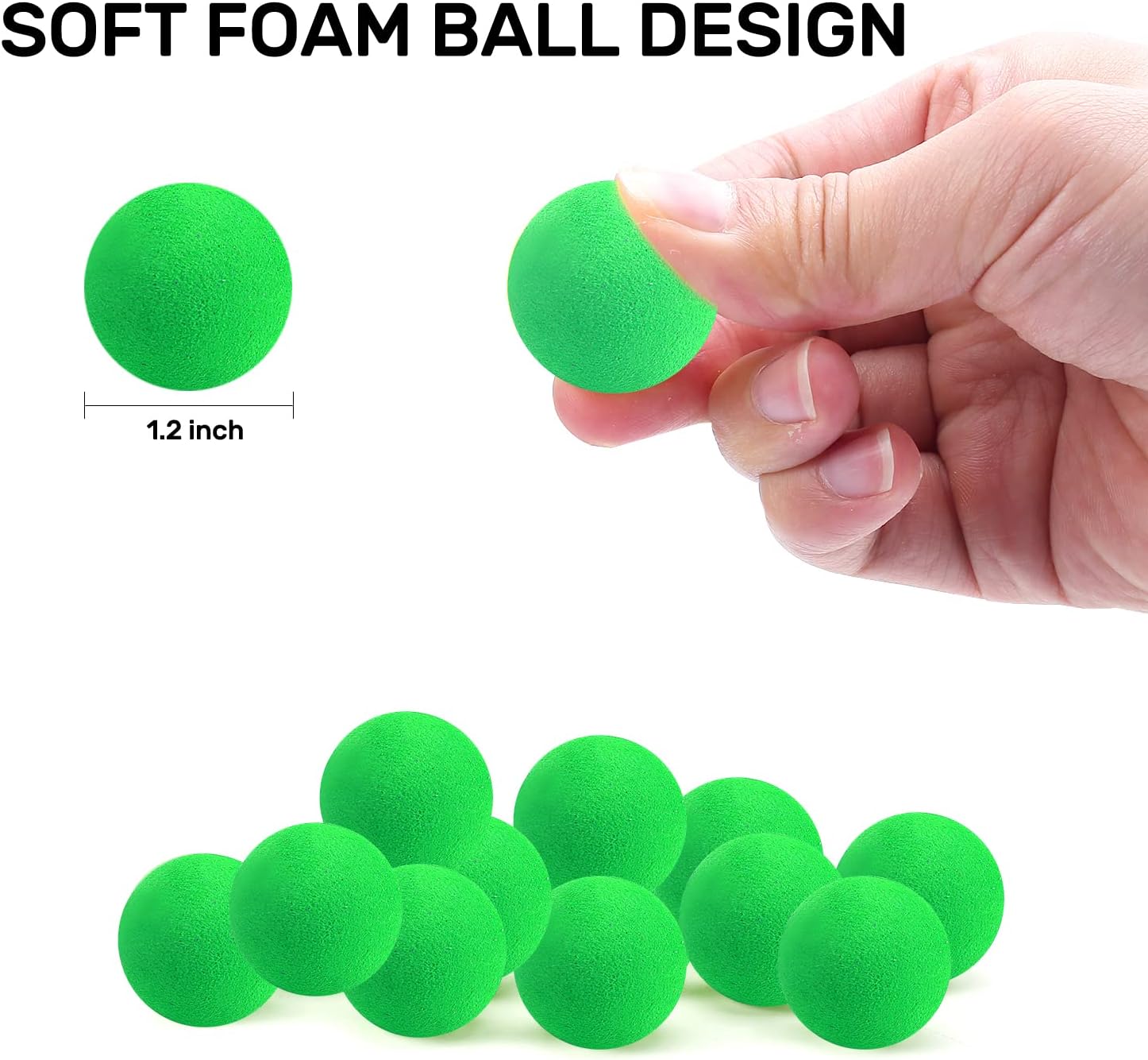 48 Pieces EVA Foam Balls for Power Popper Refill Balls, Air Blaster Balls for Gun, 1.1inch Replacement Bullet Balls Ball Popper Shooter Balls Foam, Soft Small Light Cat Ball (Green)