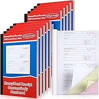 Vista 1 de 10 Books Money and Rent Receipt Book 3 Part Carbonless Receipt Book, Bound Wraparound Cover Receipt Log Book 100 Sets Per Book 4 Receipts Per Page