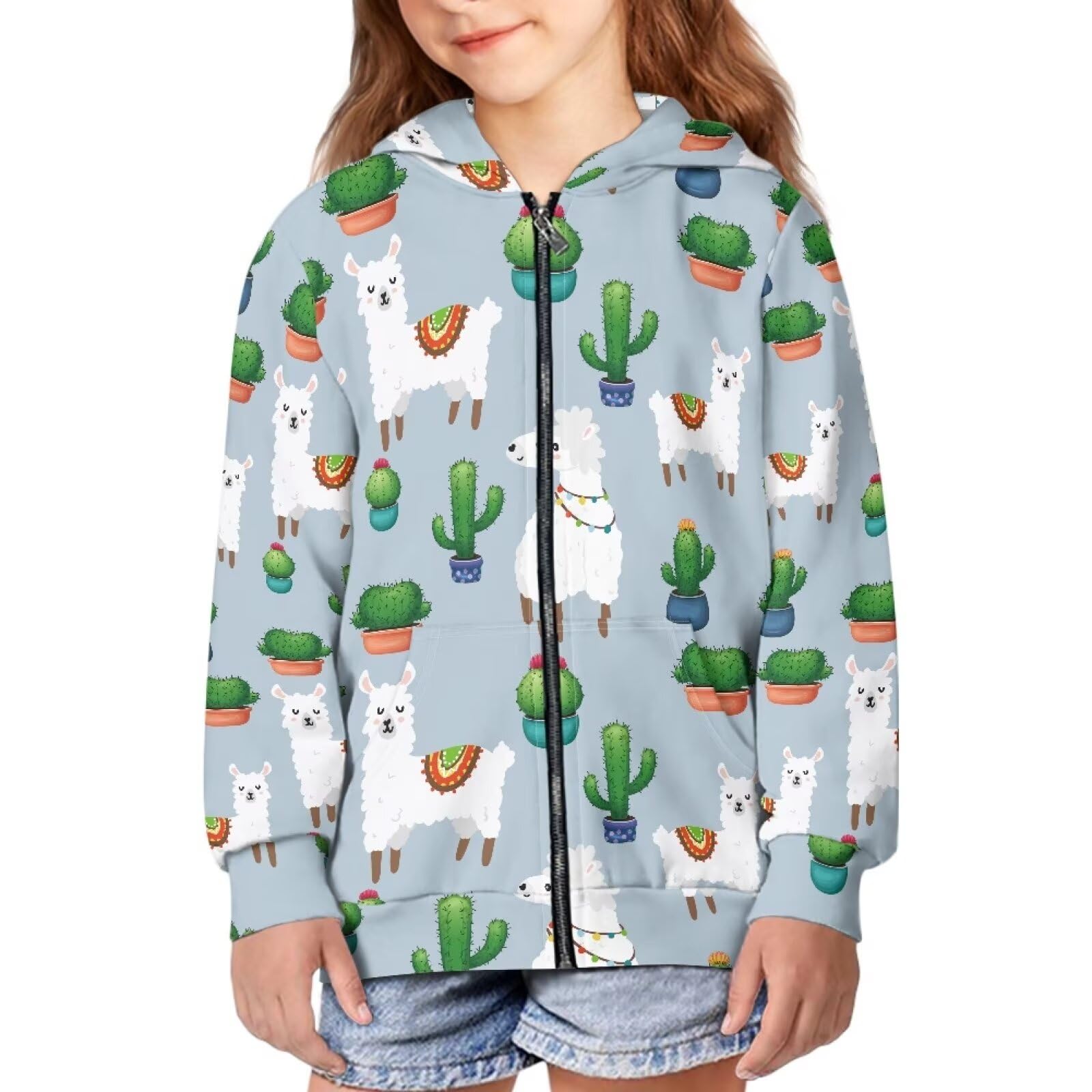 Unisex Zipper Sweatshirt Boys Girls Hooded with 2 Pocket Pullover Hoodies for 6-16Y Kids
