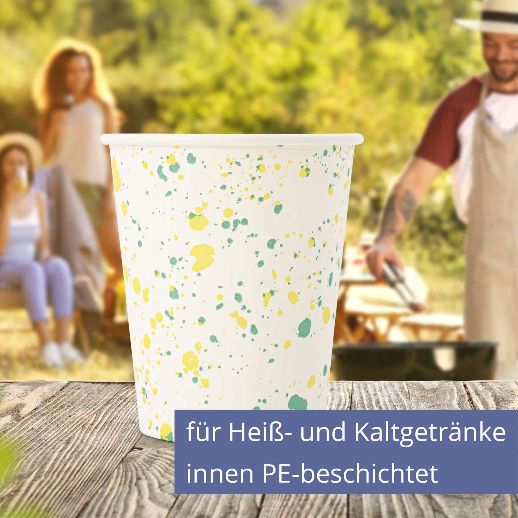 Wellsamed WELLSACUP 1000 Stück Pappbecher 180 ml Sprinkles