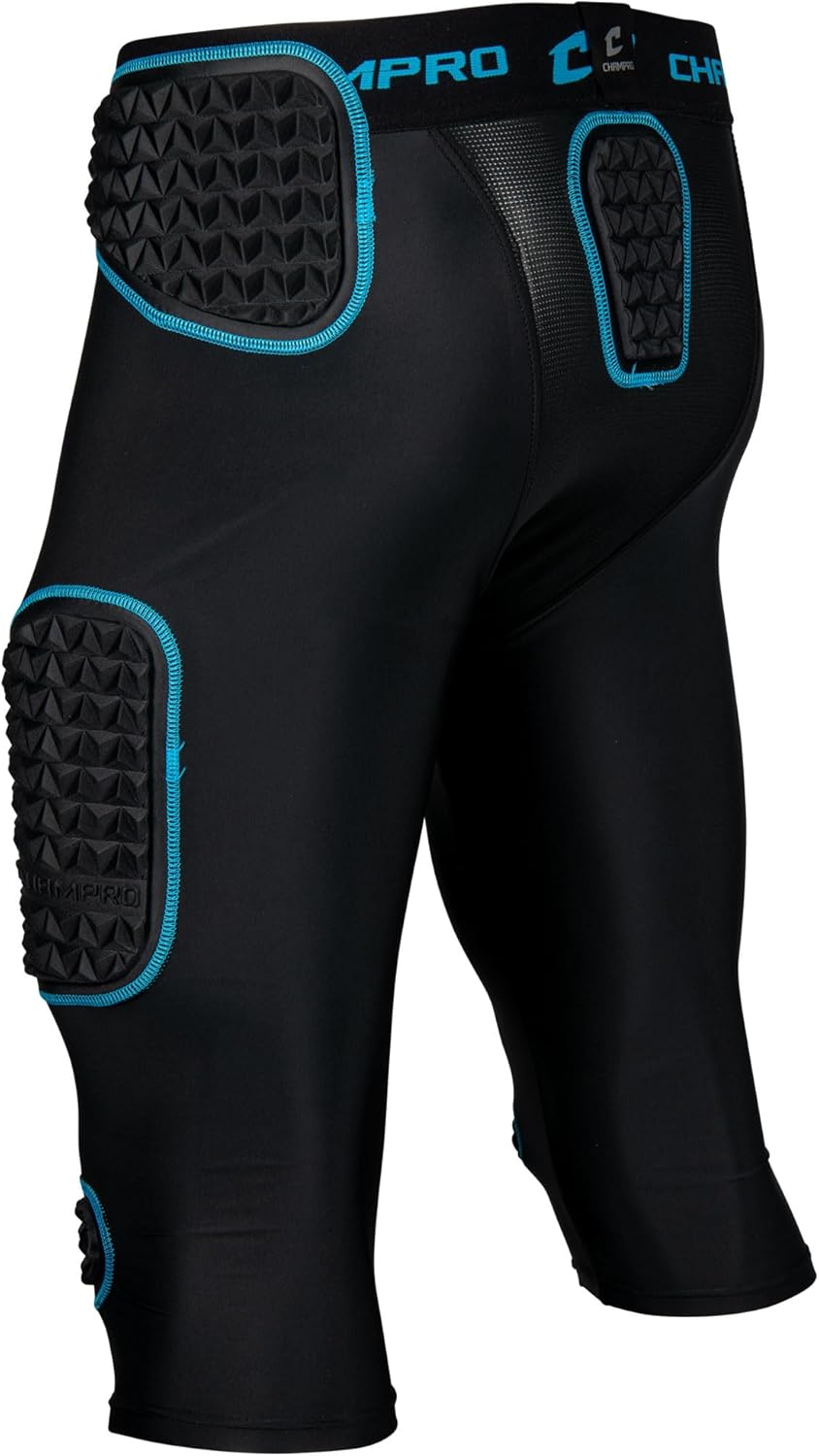 Champro Bull Rush 7-Pad Girdle Youth M Black, Optic Blue - Image 2