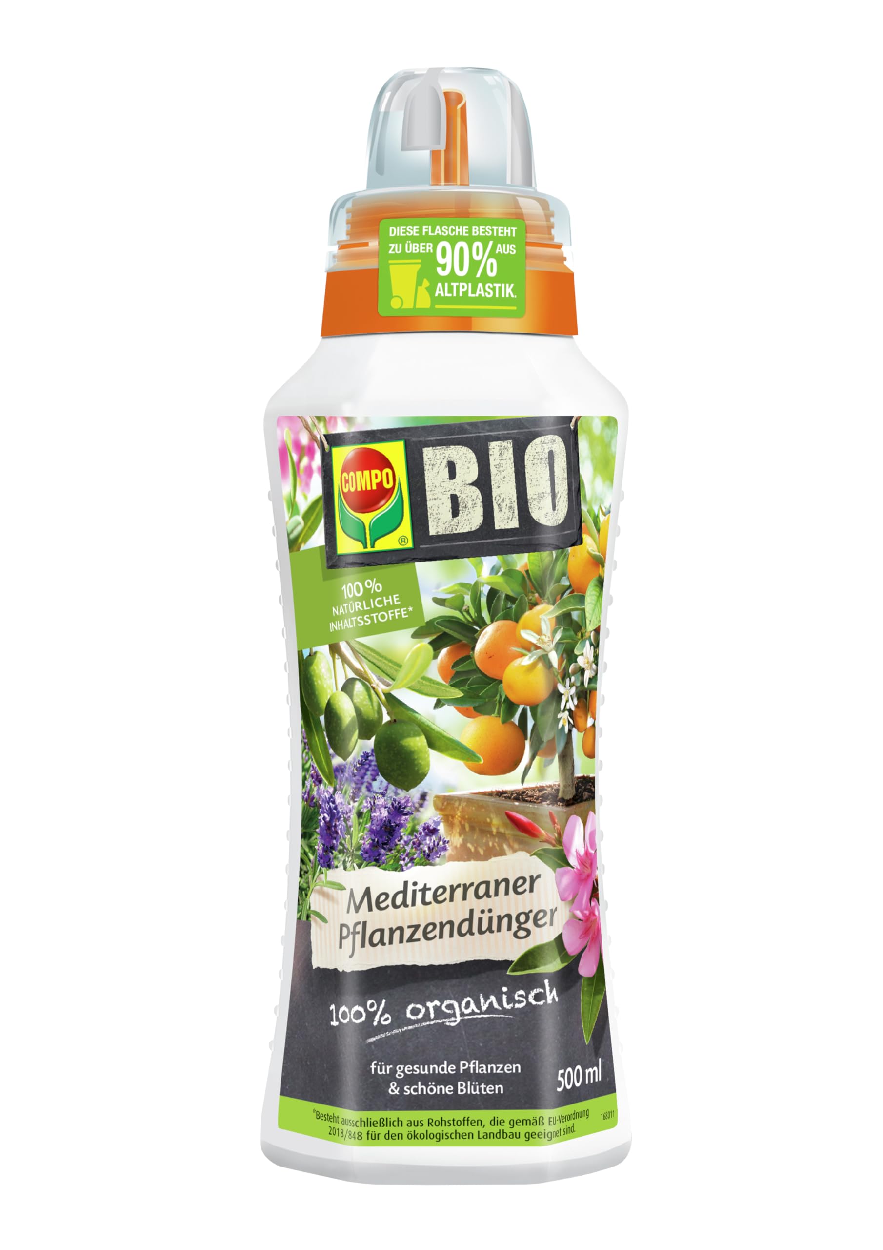 COMPO BIO Mediterraner Pflanzendünger - hochwertiger Flüssigdünger - speziell für mediterrane Pflanzen - 500 ml