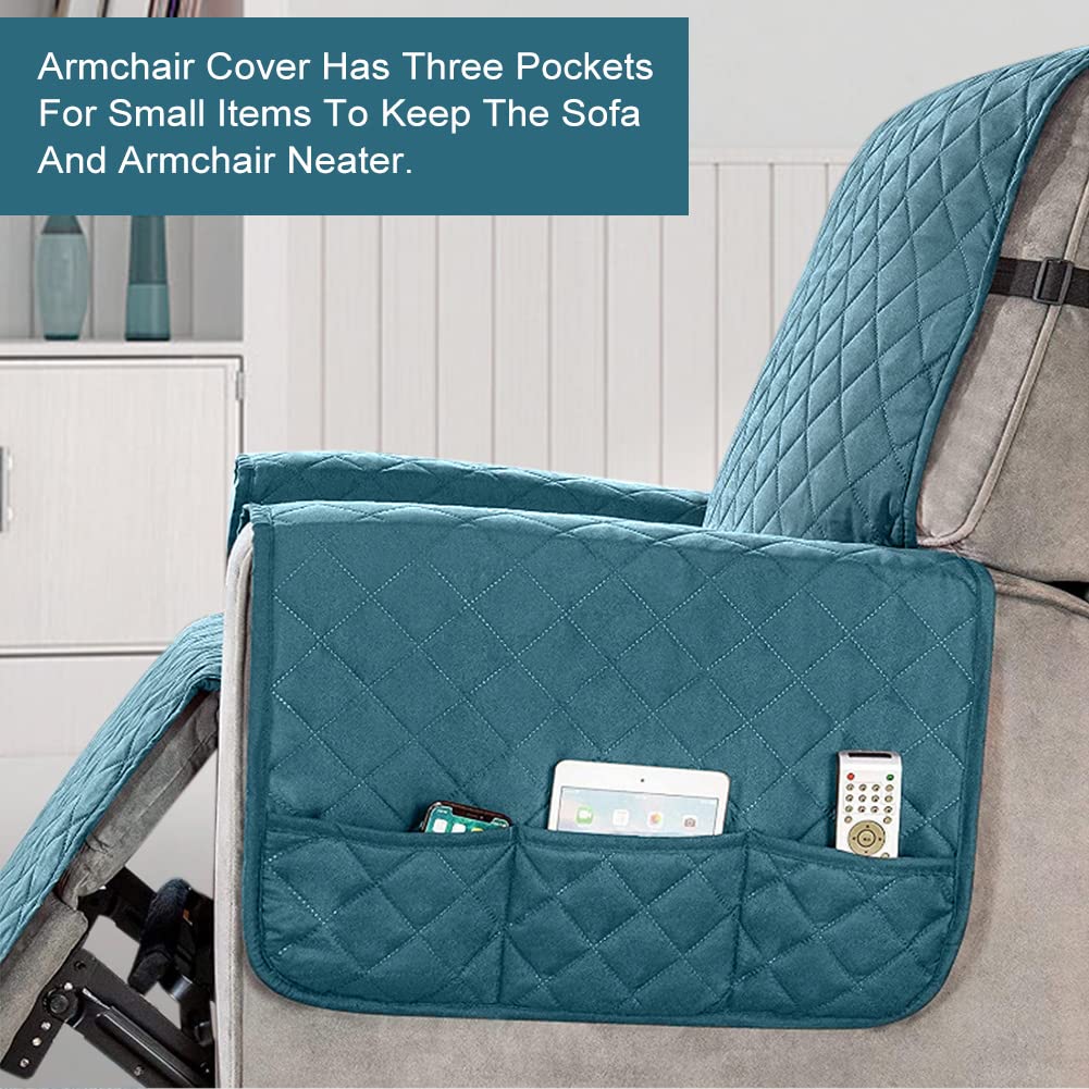 Copripoltrona Reclinabile Impermeabile - Per Poltrona 1 Posto, Anti-Scadivano, Con Tasche, Per Animali Domestici - Foto 7