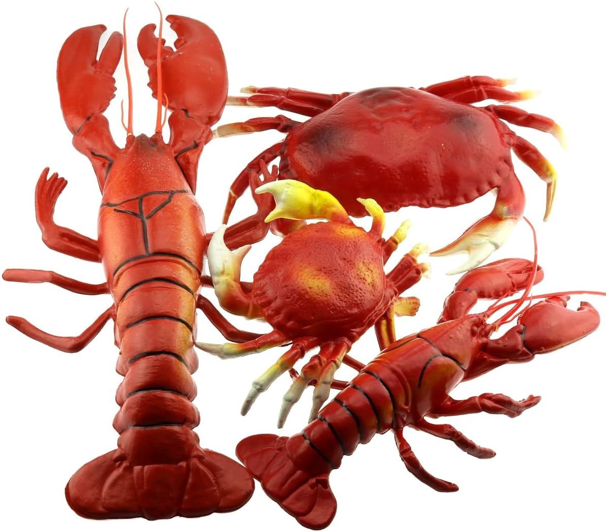 Gresorth 4 Pack Fake Large Sea Life Creatures Collection Artificial Lobster & Crab Plastic Animal Home Party Decoration Display Kids Toy