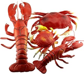 Gresorth 4 Pack Fake Large Sea Life Creatures Collection Artificial Lobster & Crab Plastic Animal Home Party Decoration Display Kids Toy