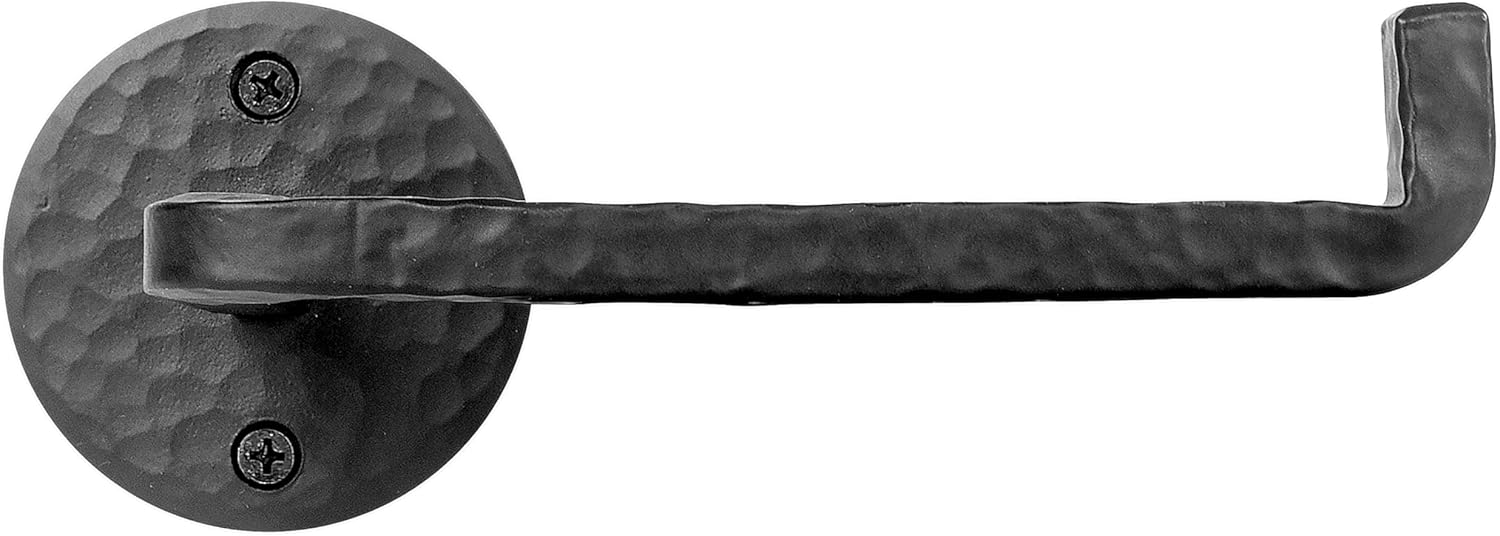 Wrought Iron Toilet Paper Holder - Rustic Toilet Paper Holder Wall Mount Tissue Holder for Bathroom, Toilet Paper Roll Holder for Farmhouse Style Home & Vintage House - Black, 6.5 x 3 X 2.5 In