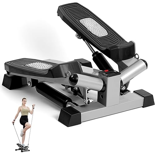 Stair Steppers for Exercise, Steppers for Exercise at Home, Hydraulic Mini Fitness Stepper with ResistancBands, 330lbs Weight Capacity，Stepper for Total Body Workouts.