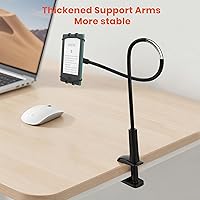 Vista 7 de Soporte para Kindle de cuello de cisne para leer en la cama, soporte de teléfono celular ajustable de 360° para escritorio, abrazadera flexible