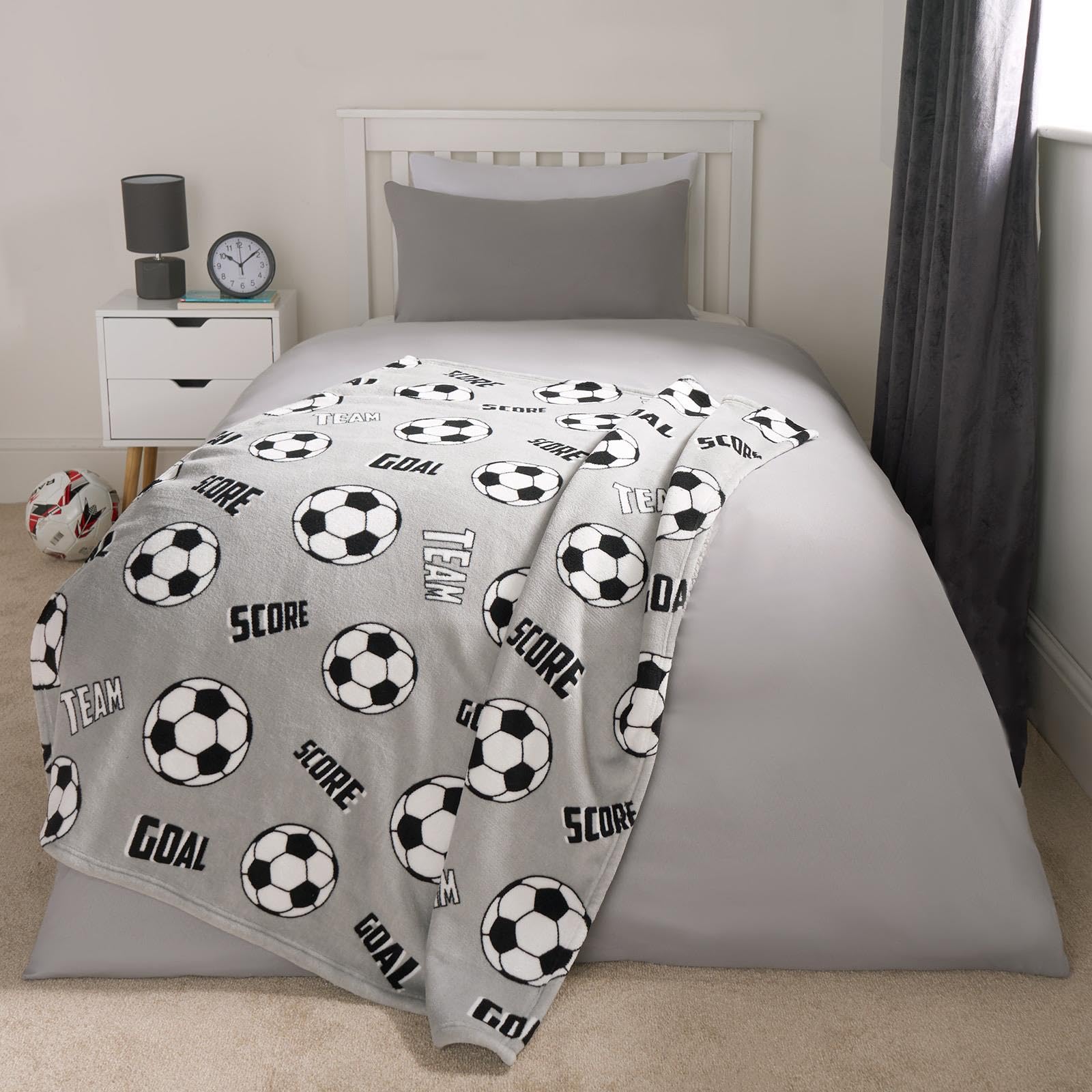 OHS Kids Sherpa Throw Blanket Light Grey