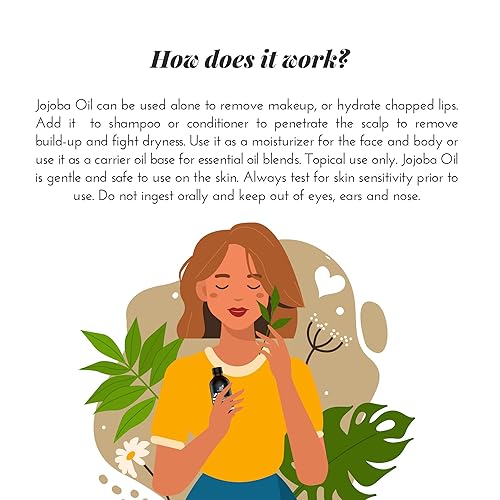 Miniatura 3 de artnaturals Aceite de jojoba orgánico USDA 2 onzas líquidas20fl oz aceite portador prensado en frío dorado 100 puro piel sensible cabello facial