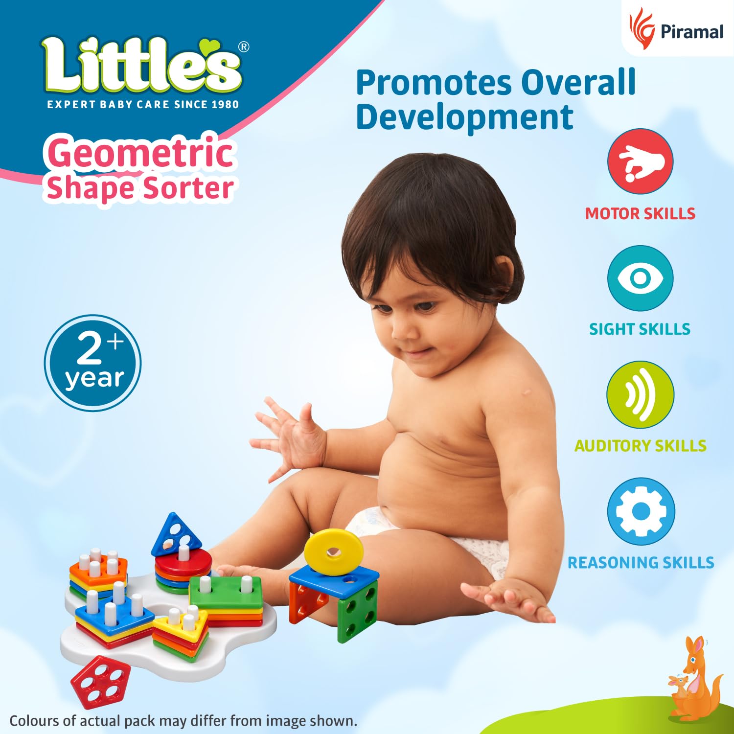 Little's Geometric Shape Sorter | 25 Pieces with 5 Shapes & Colors | Enhances Sensory Development - Image 3 thumbnail