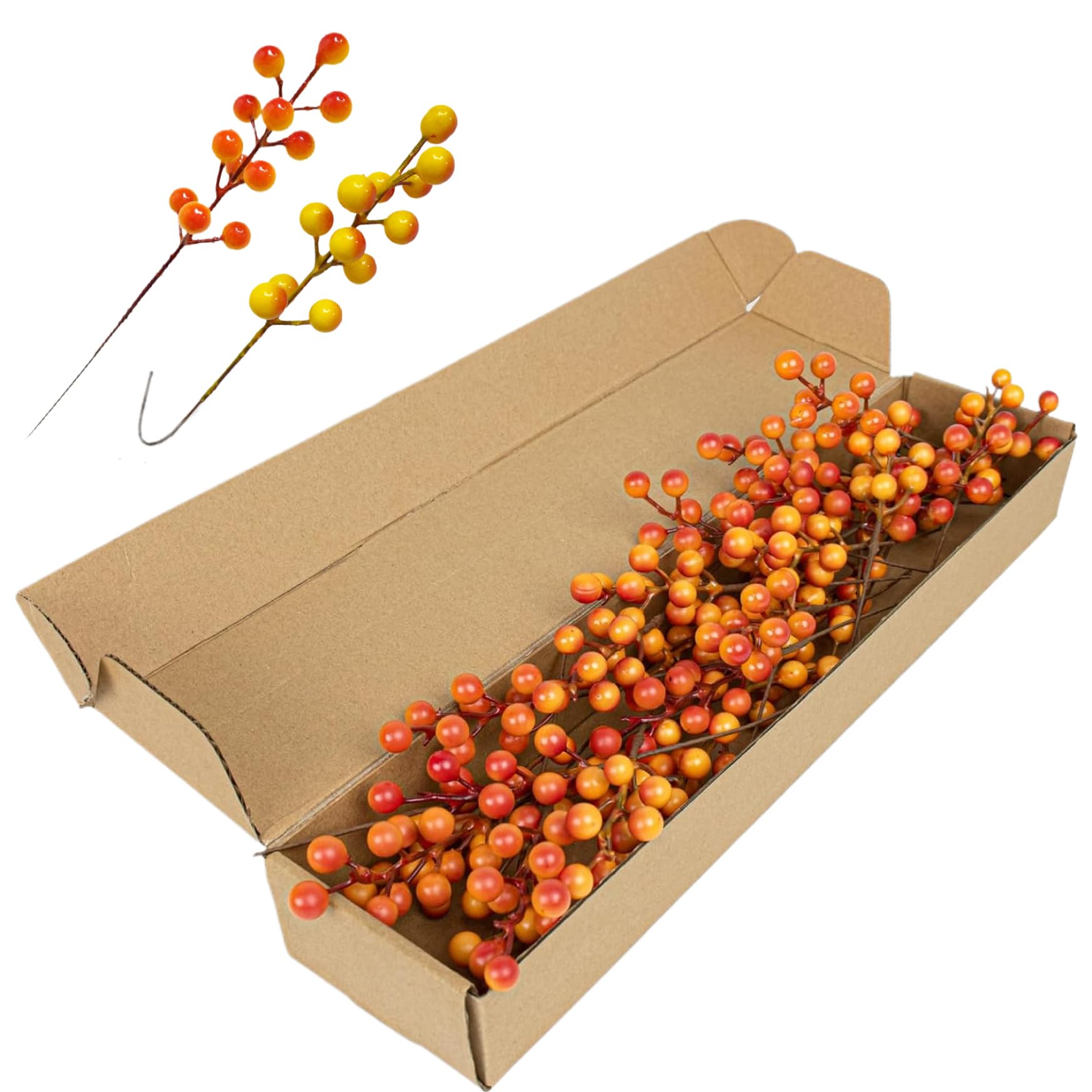 Xweptuy Fall Berry Stems, 32PCS 8.7" Lifelike Orange Fall Picks, Foam＆Plastic Artificial Berry Stems for Wreath Box Autumn Thanksgiving Christmas Decor
