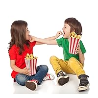 Vista 6 de 24 cajas de palomitas de maíz, mini caja de papel para palomitas de maíz, contenedor de cartón para palomitas de maíz para fiestas, rayas blancas