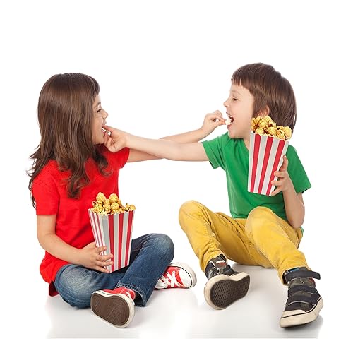 Miniatura 6 de 24 cajas de palomitas de maíz, mini caja de papel para palomitas de maíz, contenedor de cartón para palomitas de maíz para fiestas, rayas blancas y