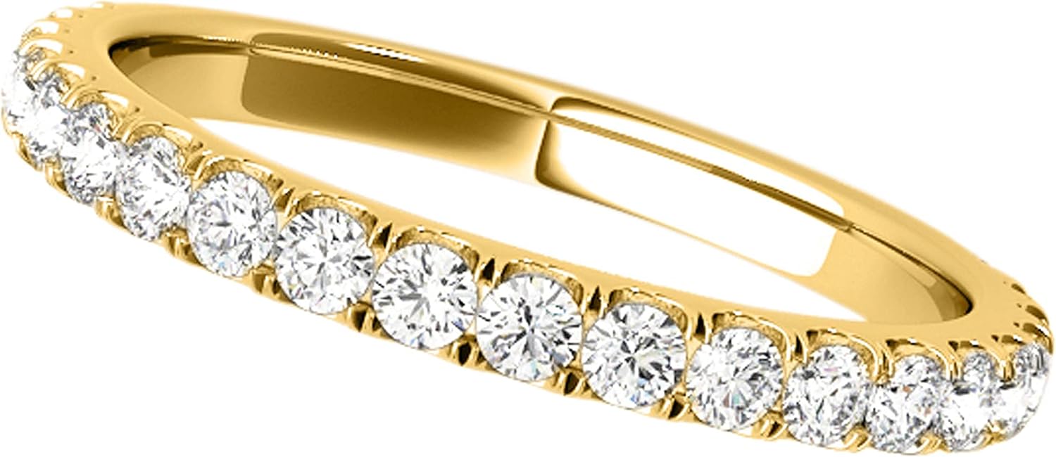 Diamond Wedding Band For Women 1/2 (0.50) Carat Brilliant Round Lab Grown Diamond Engagement Aniversary Band In 10K 14K 18K Rose Yellow White Gold | Aone Jewelry Collection