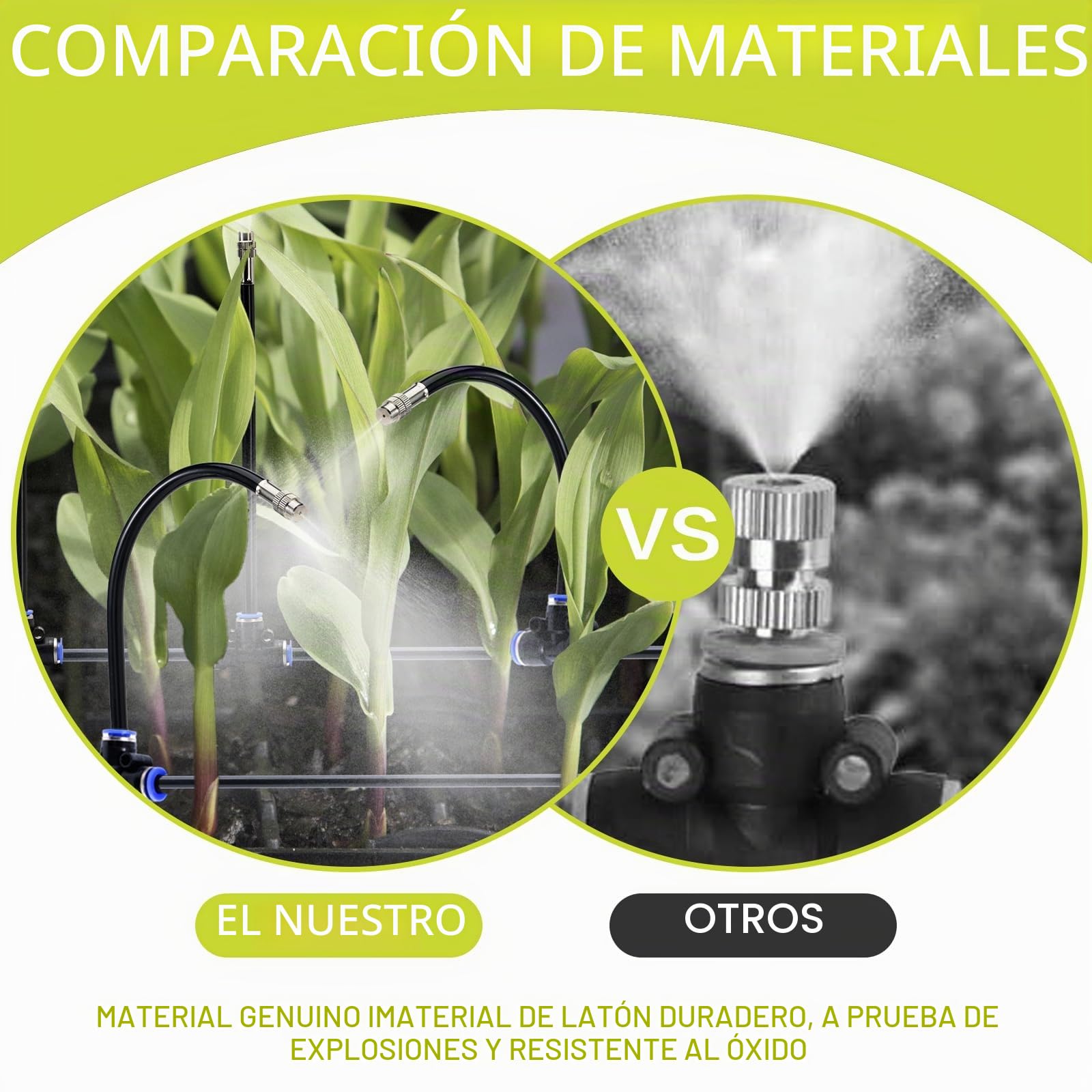 Sistema de riego y refrigeración por nebulización de 20 m con 20 boquillas de nebulización ajustables, sistema de refrigeración por pulverización y reducción de polvo para exteriores