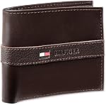 Tommy Hilfiger Portefeuille en cuir pour hommes - Mince Sleek Casual Bifold avec 6 Poches de cartes de crédit et amovibles ID Fenêtre, Brun foncé