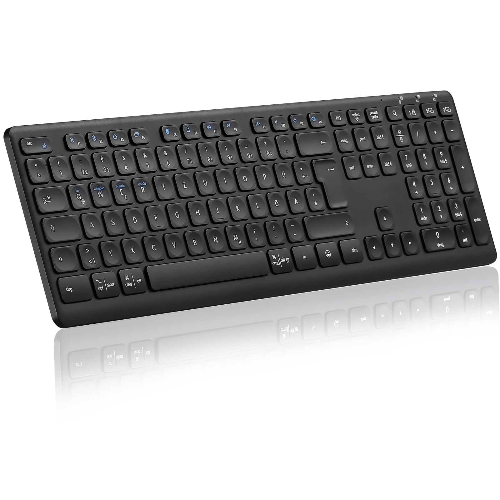 CITLLA K9300 Kabelloses Tastatur Bluetooth, Geräuschlos Multi-Device Tastatur für Windows, Volle Größe, Nummernblock, Multimedia-Tasten, Lange Batterielebensdauer, kompatibel mit Laptop, Computer, PC