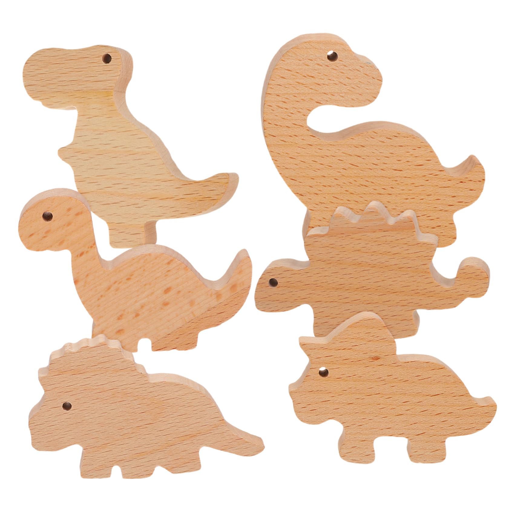 ULDIGI Set of 6 Wooden Dinosaur Knobs Animal Drawer Pulls Ideal for Kids' Room Dresser and Vanity Easy to Install