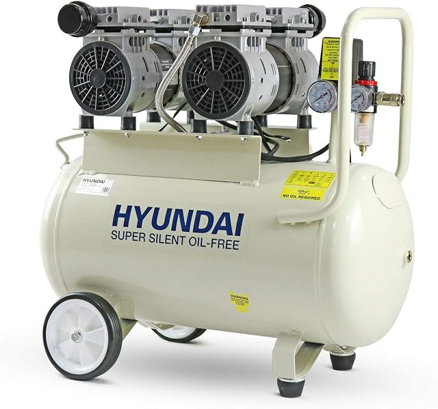 Hyundai 50 Litre Air Compressor, 11CFM/100psi, Oil Free, Low Noise, Electric 2hp 230v Direct Drive, 11CFM/ 300 litres per Minute with 2 Year Warranty