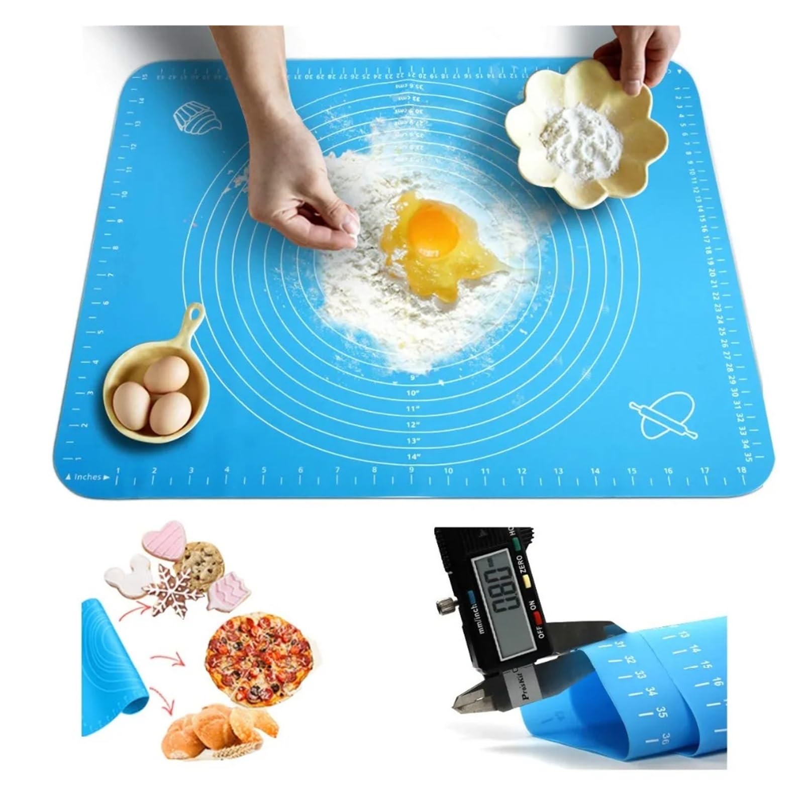 Backmatte kompatibel for Teig-Pizza-Maschine, Gebäck, Küchenzubehör | Blue,70X50cm