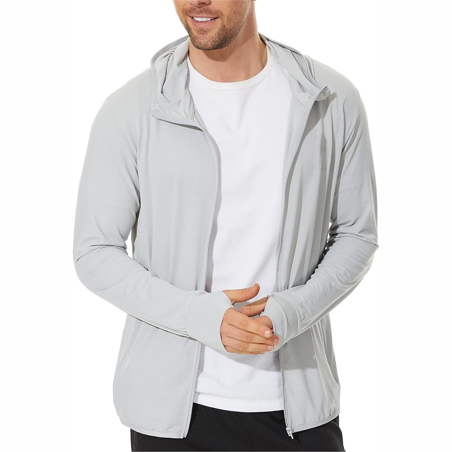 Camisetas de protección contra erupciones para hombre, ligeras, de secado rápido, transpirables, a prueba de rayos UV, con cremallera y capucha