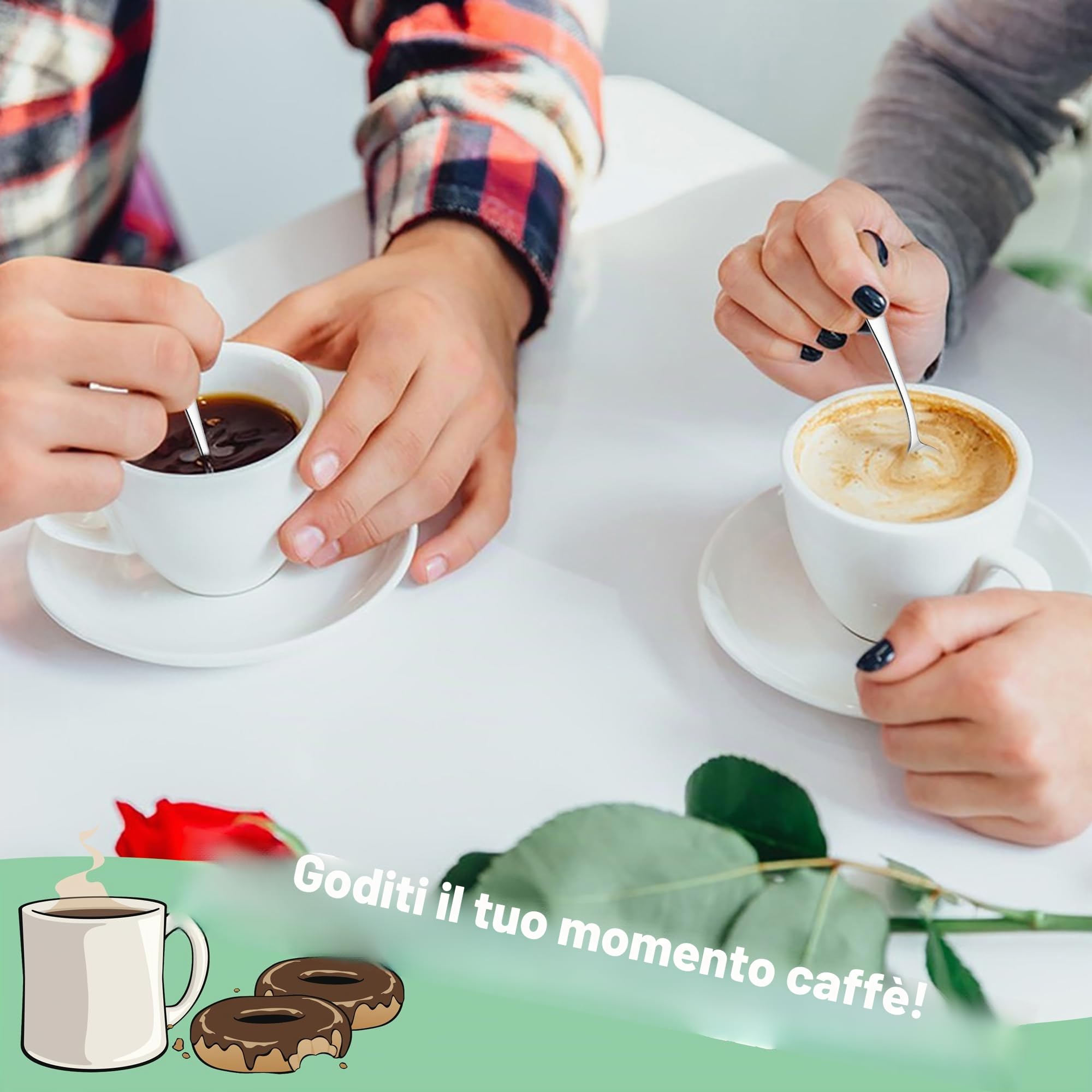 HaWare Set di cucchiaini da caffè in acciaio inox (48, manico classico)