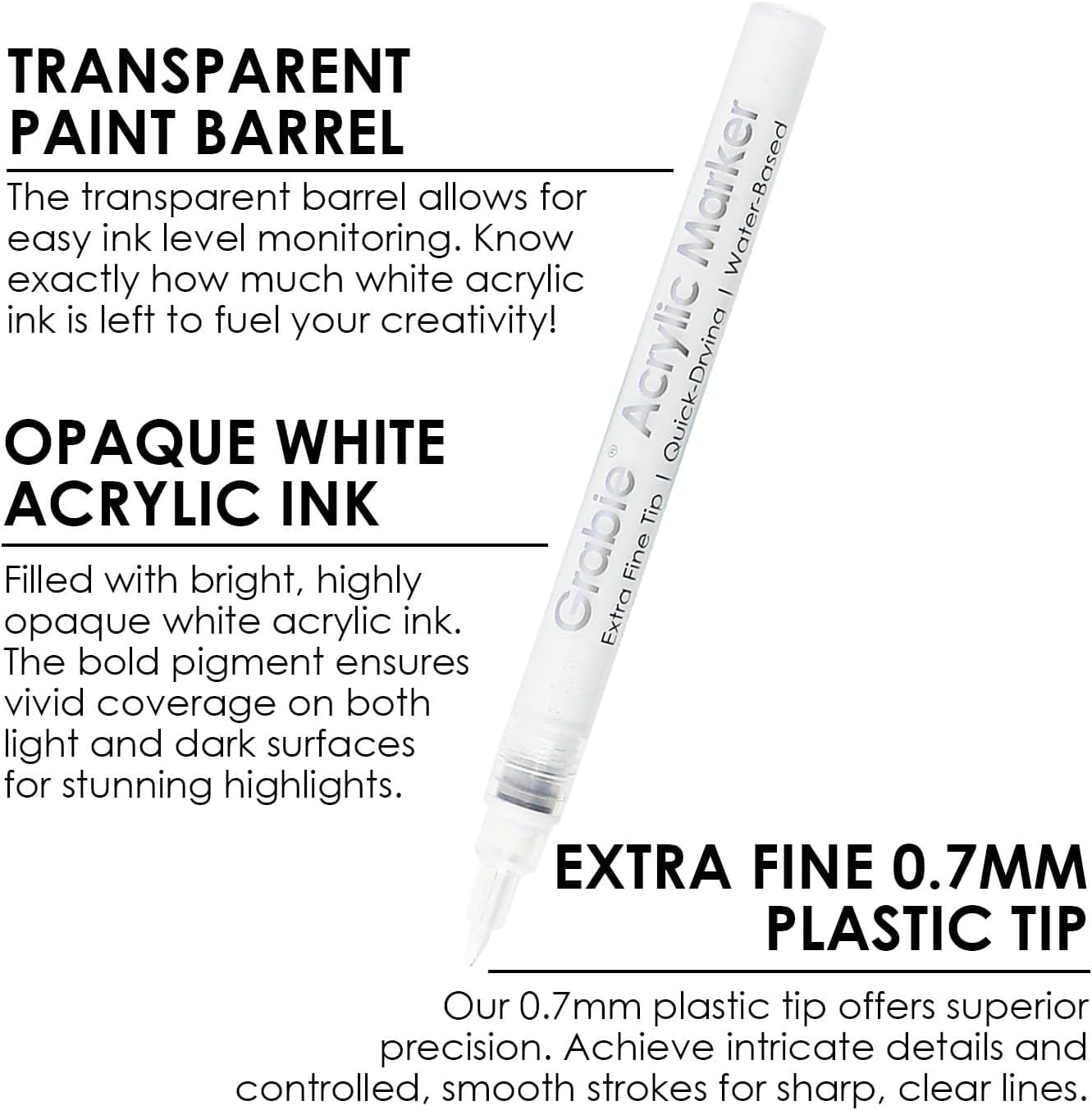 Grabie Acrylic Paint Markers - 6 Pack Fine Tip -5 Grabie Acrylic Paint Markers - 6 Pack Fine Tip -5