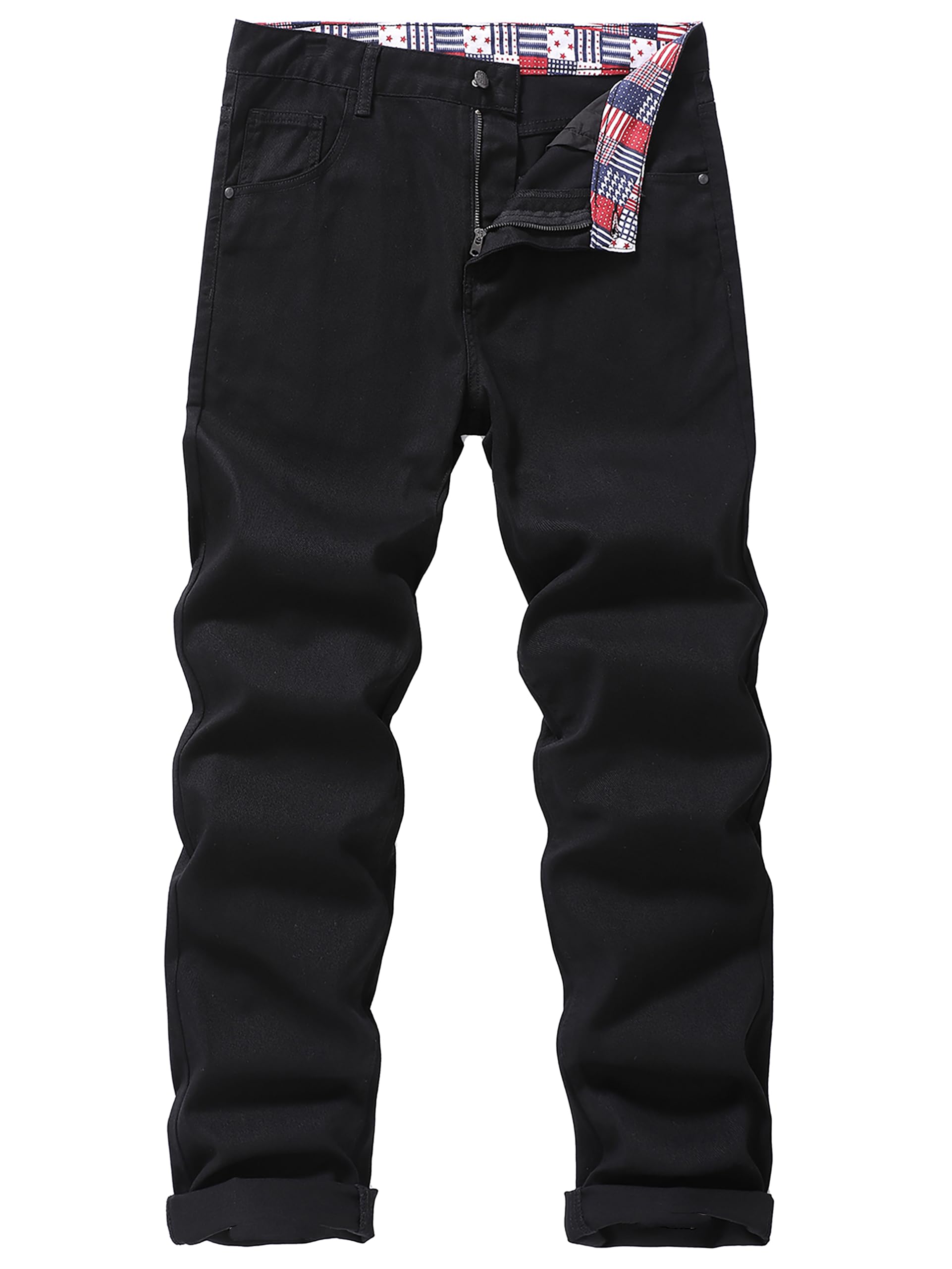 MZNBURAM Men's Non-Stretch Regular Fit Straight-Leg Denim Pants Jeans