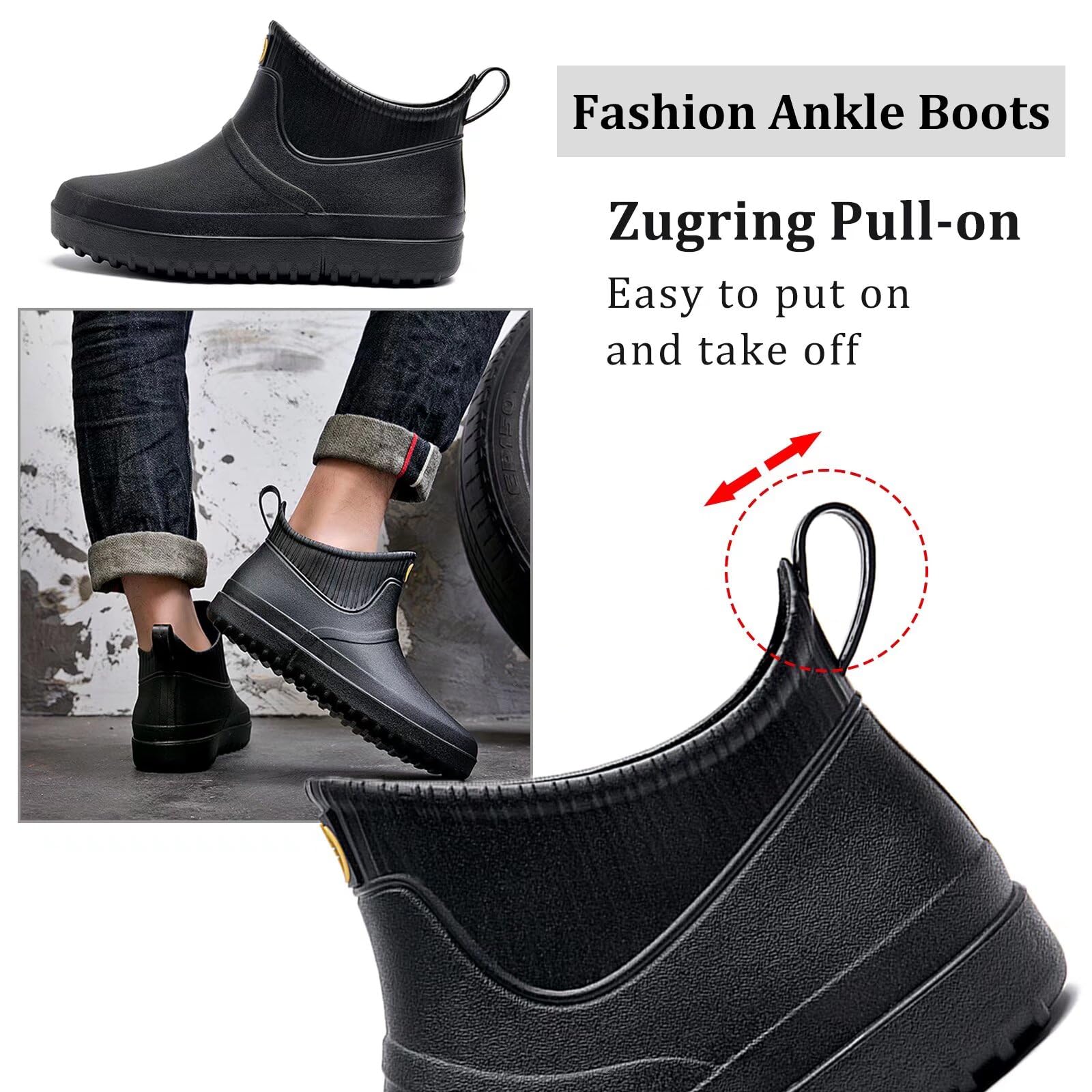 Bottes de Caoutchouc Homme Ville de la Mode Bottines en Pluie
