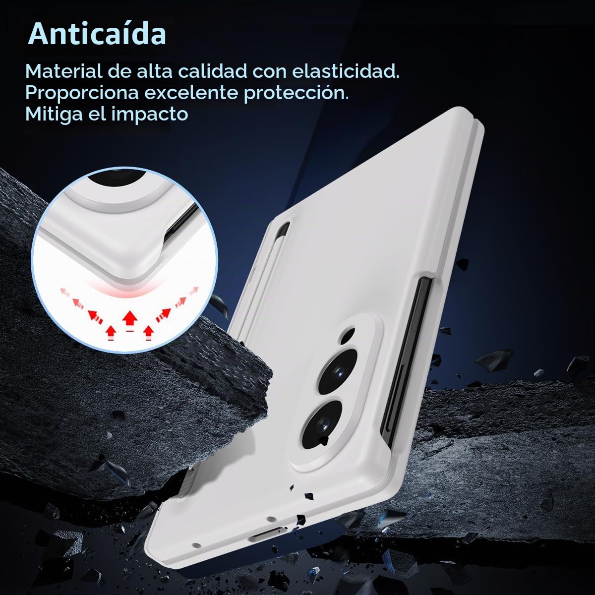 Funda para Galaxy Z Fold 8 con lápiz óptico y Ranura para Soporte, Carcasa para Samsung Galaxy Z Fold8 con Protector de Pantalla, Funda para Fold8-Blanco