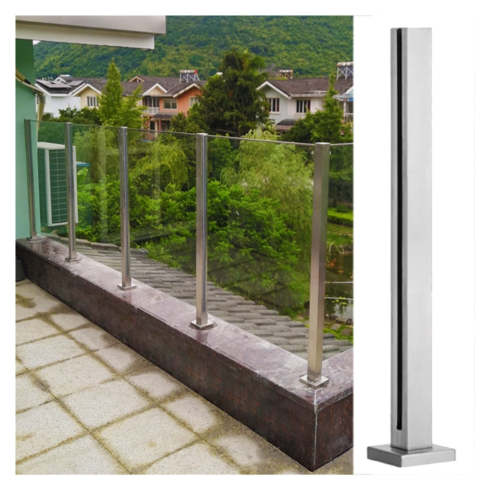 Poteau de panneau en acier épuré pour garde-corps design de balcon chic