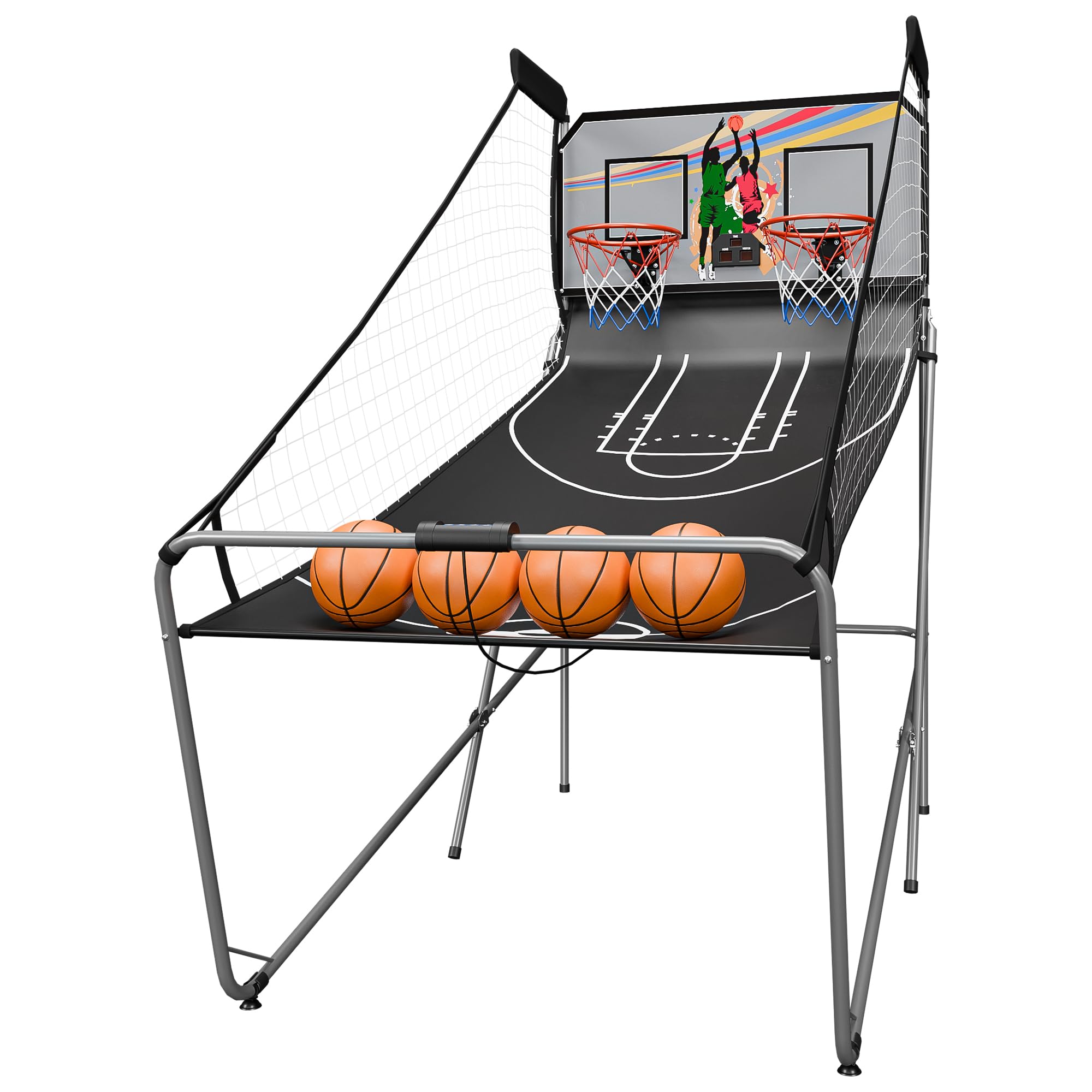 Smartxchoices 2-Player Electronic Basketball Arcade Game, Indoor Foldable, 8 Game Options, Dual LED Scoreboard, 81.1in Height