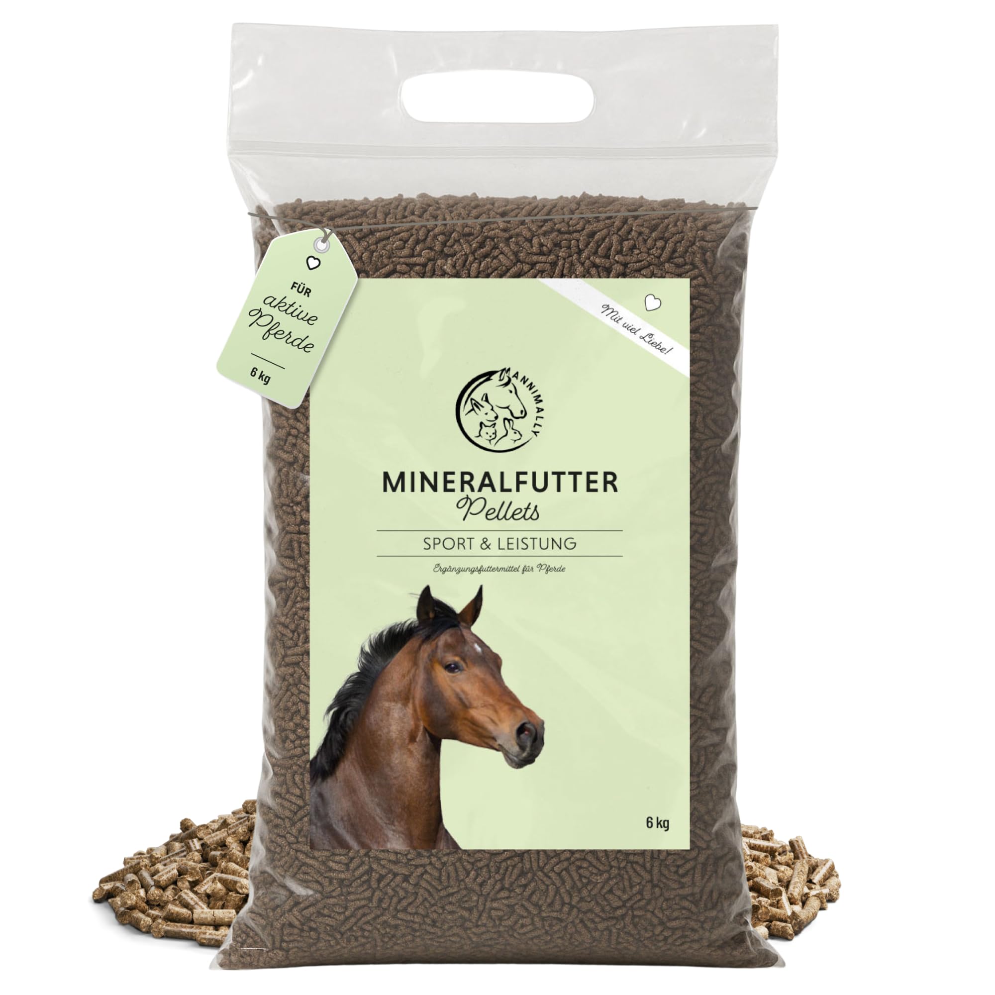 Sport & Leistung Mineralfutter Pferde getreidefrei 6 kg - Ergänzungs Pferdefutter für Pferde mit Aminosäuren, Vitaminen, Mineralstoffen & Spurenelementen, wie Zink, Selen, Omega 3 & Jod