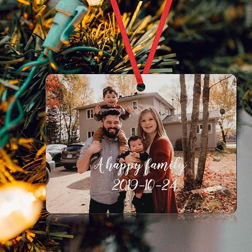 Miniatura 4 de Fortheday Adorno de Navidad personalizado 2022 con foto, juego de decoración para árbol de Navidad, creativo (rectángulo-2)