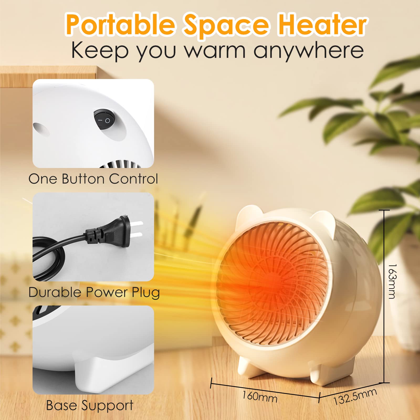 Portable Electric Space Heater 500W, Small Space Heater Desk Heater Fan  with Overheat Protection Fast Heating Compact Heater for Home Bedroom,  Living Room, Office (White, Heater Fan) : Amazon.ca: Tools u0026 Home