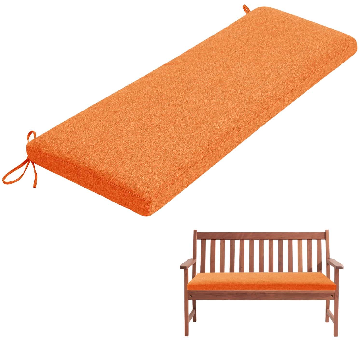 Cuscino per panca da esterno/interno, spesso, 110 x 30 x 5 cm, per giardino, balcone, altalena, divano letto, arancione, ideale per mobili, decorazioni per la casa e comfort